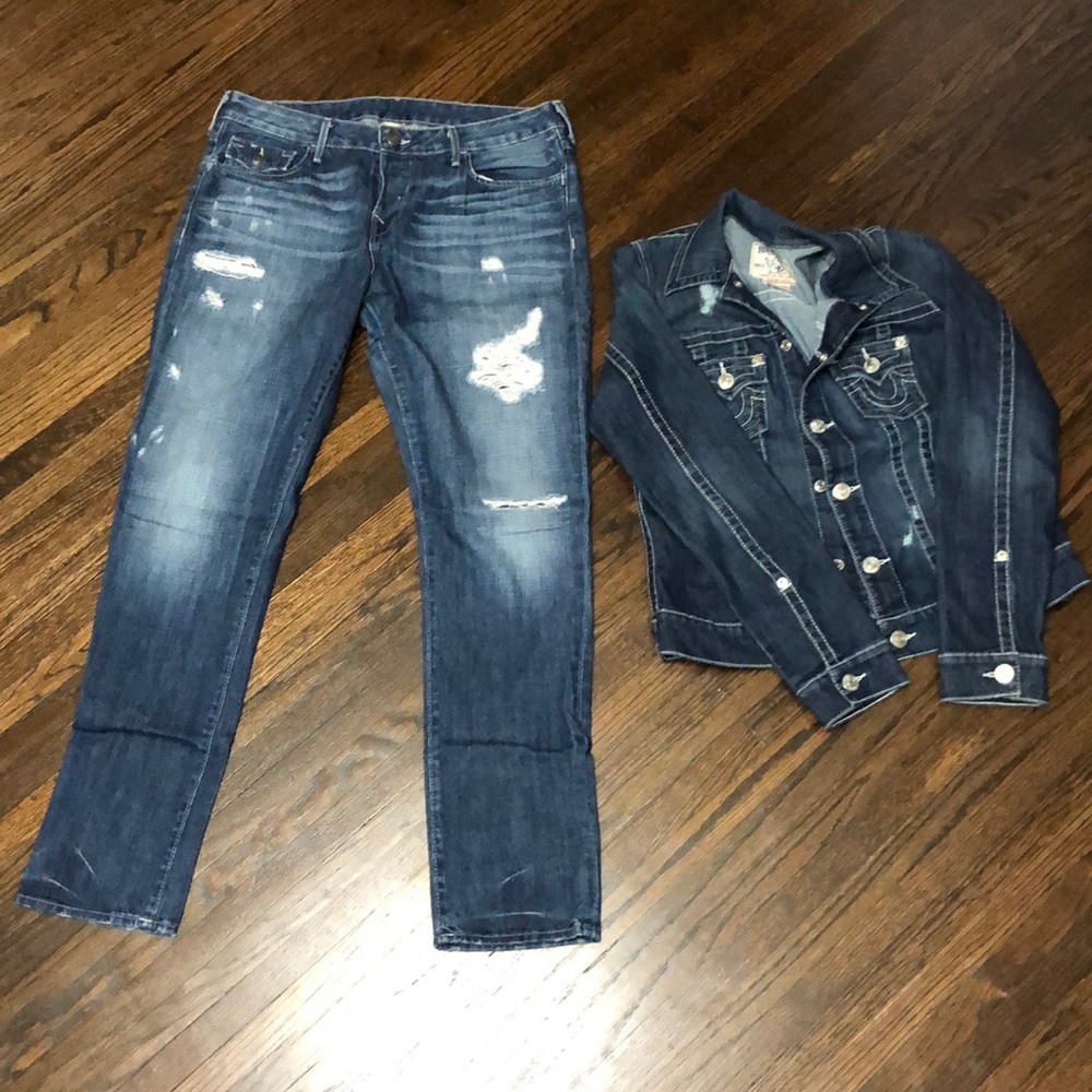 True Religion girlfriend jeans and matching jacket
